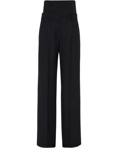 Brunello Cucinelli Wide-leg Tailored Pants - Black