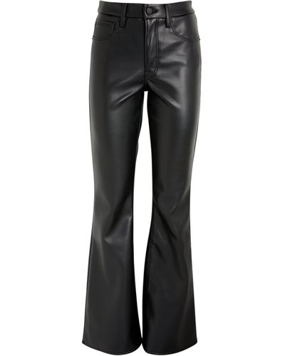 GOOD AMERICAN Faux Leather Good Legs Flared Pants - Black