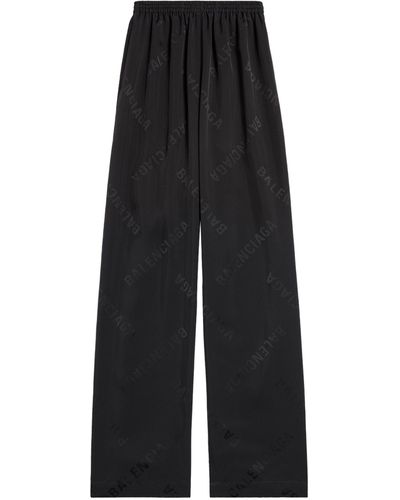 Balenciaga Logo-jacquard Wide-leg Pants - Black