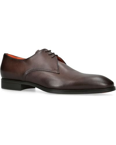 Santoni Leather Simon Derby Shoes - Brown