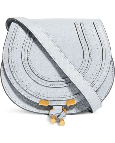 Chloé Small Leather Marcie Saddle Bag - Grey