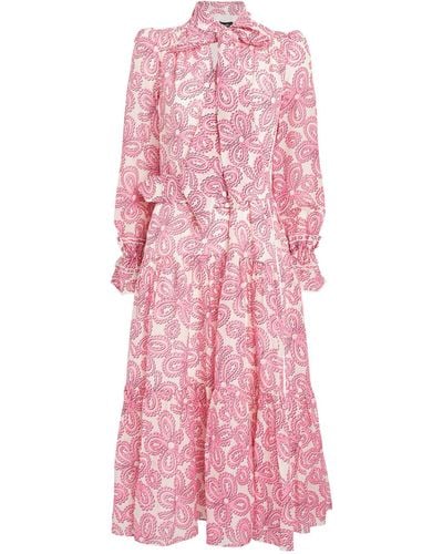 ME+EM Me+em Silk-cotton Floral Print Midi Dress - Pink