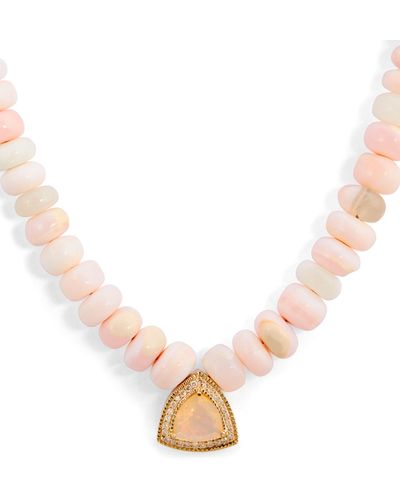 Jacquie Aiche Yellow Gold And Opal Beaded Necklace - Pink