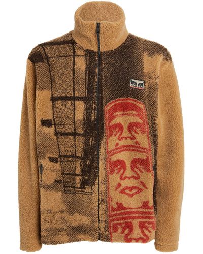 Napapijri X Obey Graphic Fleece Jacket - Brown