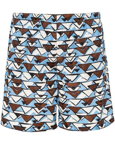 Prada Re-nylon Geometric Swim Shorts - Blue