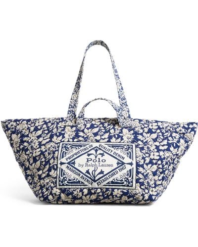 Polo Ralph Lauren Cotton Quilted Tote Bag - Blue