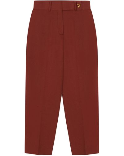 Aeron Cropped Straight Madeleine Trousers - Red