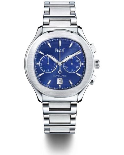 Piaget Stainless Steel Polo Bracelet Chronograph Watch 42mm - Blue