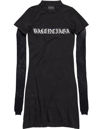 Balenciaga Mesh-sleeve T-shirt Dress - Black