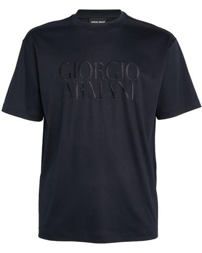 Giorgio Armani Embroidered Logo T-shirt - Blue