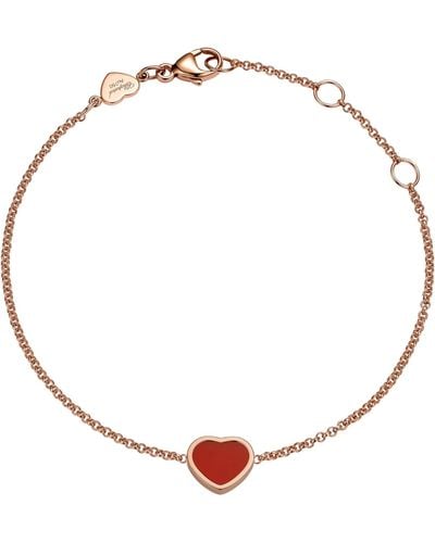 Chopard Rose Gold And Carnelian My Happy Hearts Bracelet - Metallic