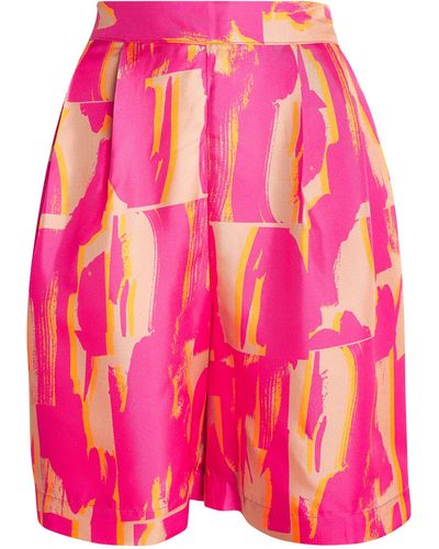 Asceno Silk Carros Pyjama Shorts - Pink