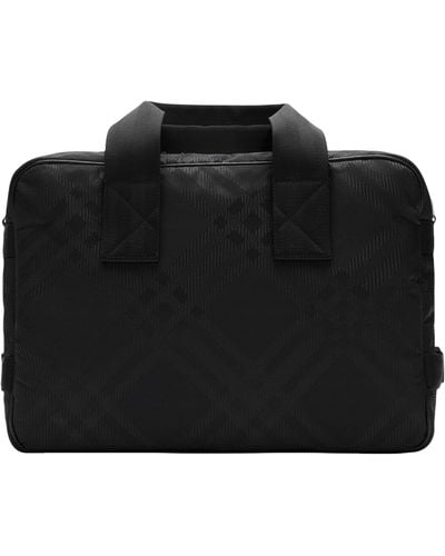 Burberry Check Briefcase - Black