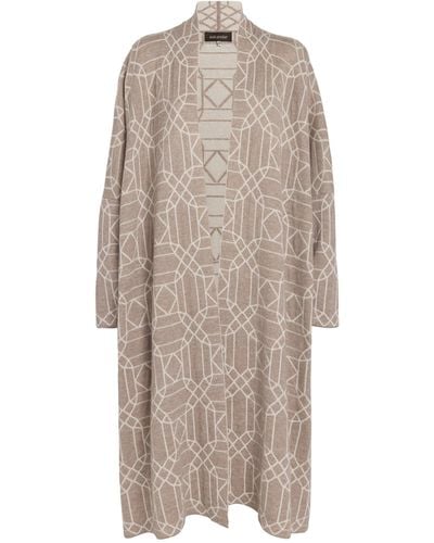 Eskandar Cashmere Longline Cardigan - Brown