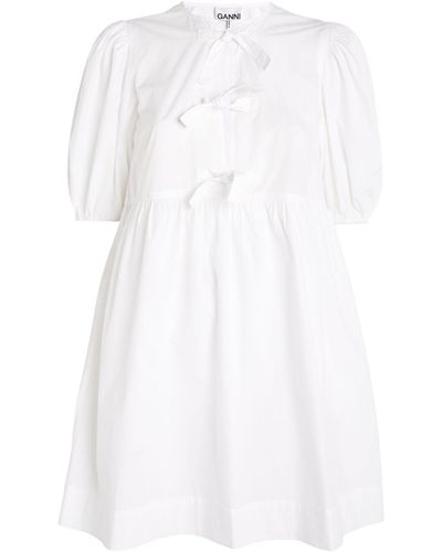 Ganni Tie-detail Peplum Mini Dress - White