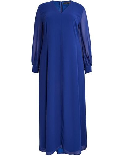 Marina Rinaldi Crepe V-neck Maxi Dress - Blue