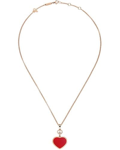 Chopard Rose Gold, Carnelian And Diamond Happy Hearts Pendant - Metallic