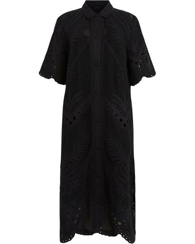 AllSaints Broderie Meria Midi Dress - Black