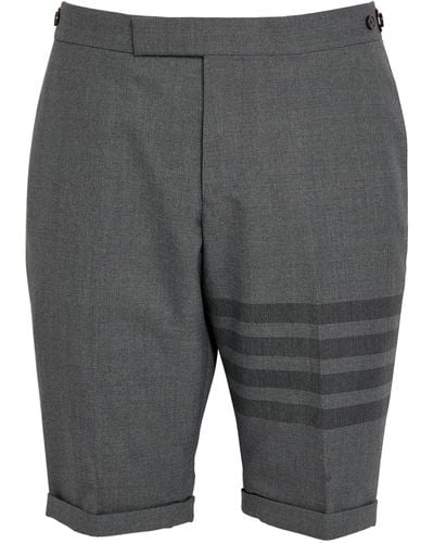 Thom Browne Wool 4-bar Shorts - Gray