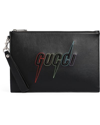 Gucci Pouch With Blade Embroidery - Black