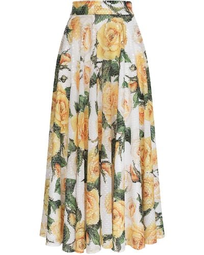 Dolce & Gabbana Sequinned Floral Midi Skirt - Metallic