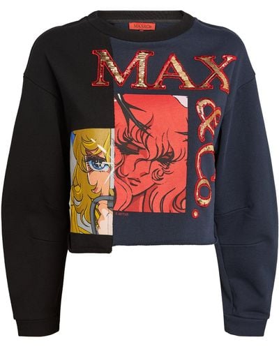 MAX&Co. X Lady Oscar Cropped Printed Sweatshirt - Black