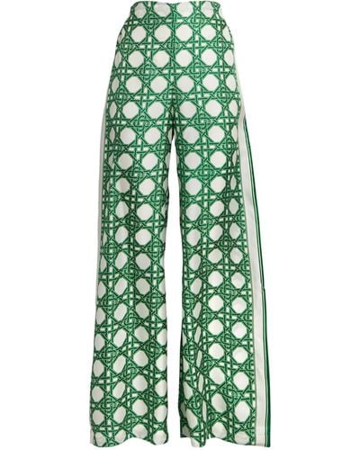 Casablancabrand Silk Printed Wide-leg Trousers - Green
