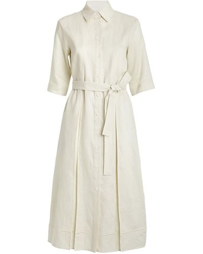 Max Mara Linen Belted Midi Dress - White