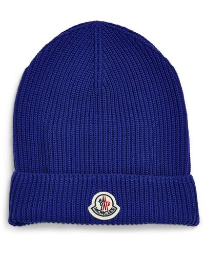 Moncler Cotton Ribbed Beanie - Blue