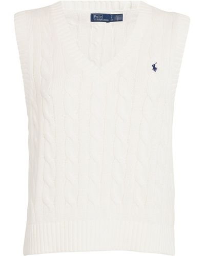 Polo Ralph Lauren Cotton Cable-knit Jumper Vest - White