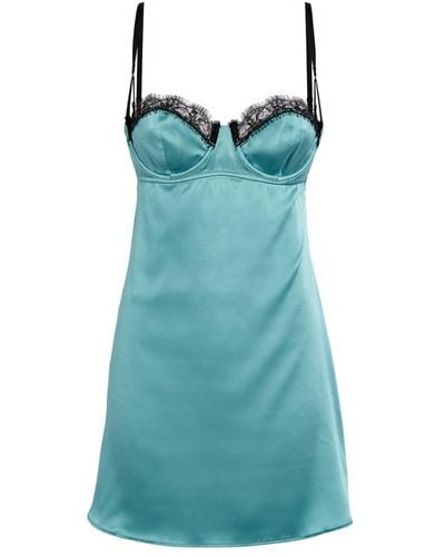 Kiki de Montparnasse Silk Inset Slip Dress - Blue