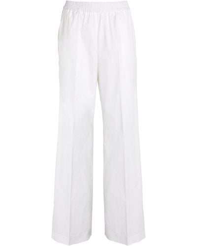 Eleventy Cotton Wide-leg Trousers - White