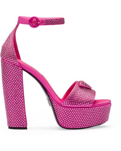 Prada Crystal-embellished Platform Sandals 135 - Pink
