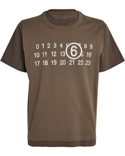 MM6 by Maison Martin Margiela Cotton Numerical-logo T-shirt - Brown