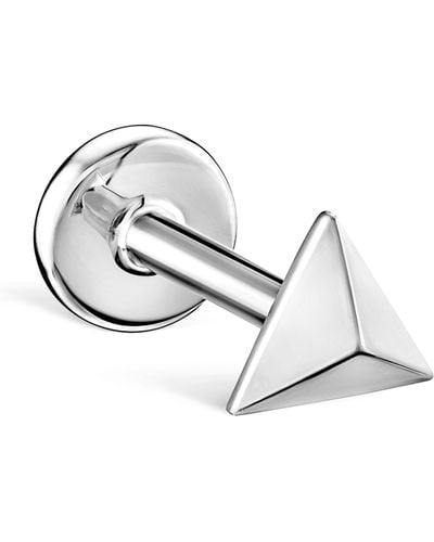Maria Tash White Gold Faceted Triangle Threaded Stud Earring (3.5mm) - Metallic