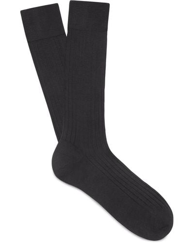 Zegna Cotton Ribbed Socks - Black