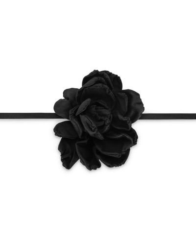Dolce & Gabbana Silk-blend Rose Choker - Black