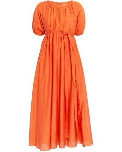 Max Mara Tie-waist Midi Dress - Orange