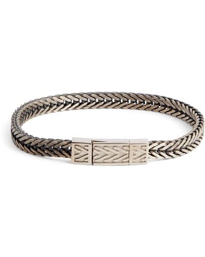Tateossian Sterling Silver Herringbone Chain Bracelet - Metallic