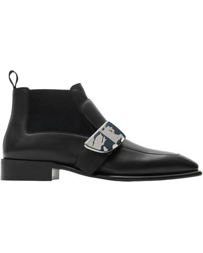Burberry Leather Shield Chelsea Boots - Black