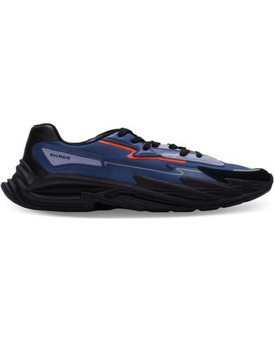 Balmain Leather Run-row Sneakers - Blue
