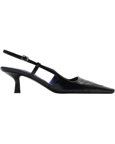 Burberry Leather Chisel Slingback Court Shoes 50 - Black