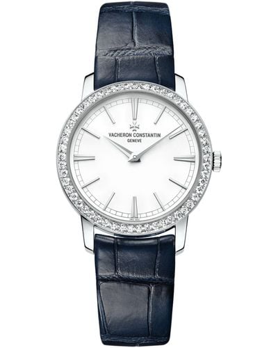 Vacheron Constantin White Gold And Diamond Traditionnelle Watch 33mm - Blue