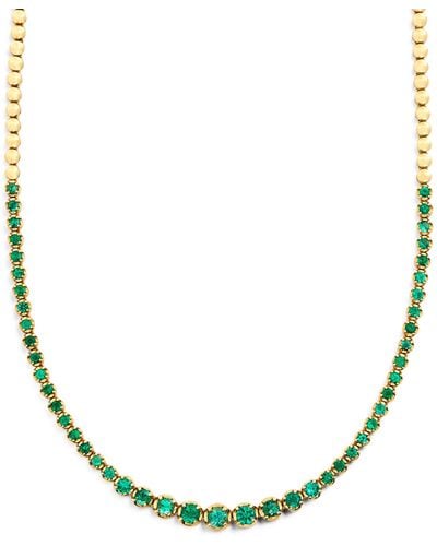 Jennifer Meyer Yellow Gold And Emerald Graduated Tennis Necklace - Metallic