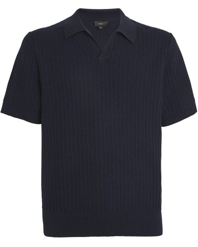 Vince Cotton-cashmere Knitted Polo Shirt - Blue
