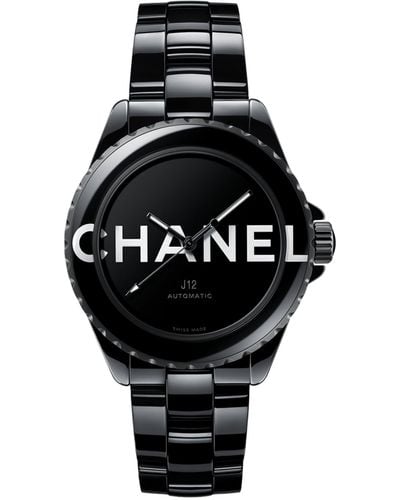 Chanel Ceramic And Steel J12 Wanted De Watch 38mm - Black