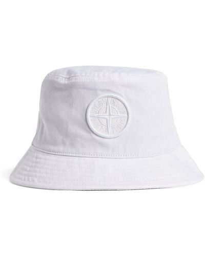 Stone Island Logo Bucket Hat - White