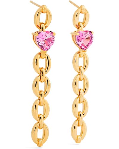 Nadine Aysoy Yellow Gold And Pink Topaz Catena Earrings - Metallic