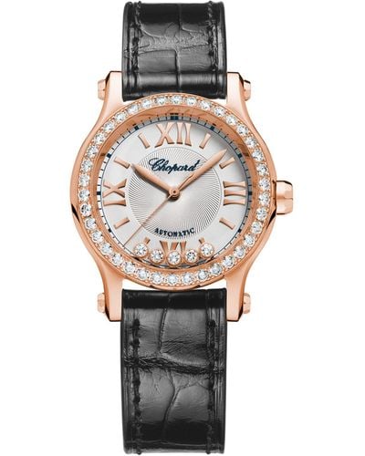 Chopard Rose Gold And Diamond Happy Sport Watch 30mm - Gray