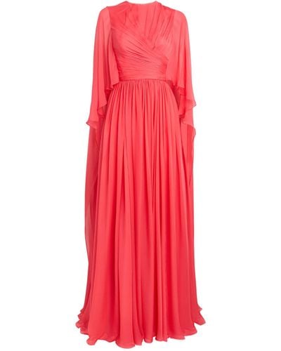 Zuhair Murad Silk Pleated Gown - Red